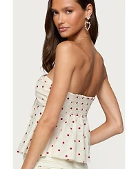 Edikted Women's Izzey Polka Dot Strapless Babydoll Top