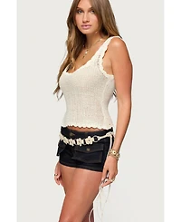 Edikted Womens Aurelle Open Knit Tank Top