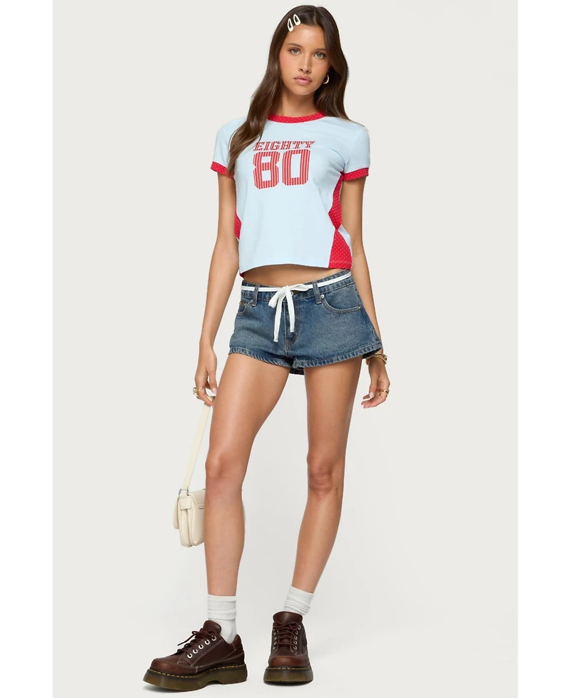 Edikted Womens Eighty Polka Dot Contrast T Shirt