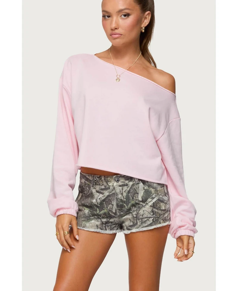 Edikted Women's Aveline Off Shoulder Light Sweatshirt