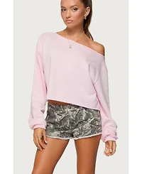 Edikted Women's Aveline Off Shoulder Light Sweatshirt