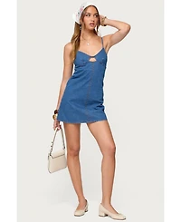 Edikted Women's Maleeka Cut Out Denim Mini Dress