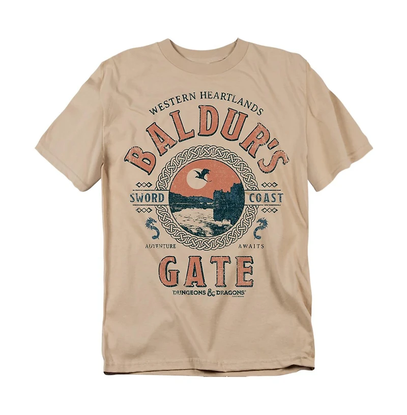 Logovision Men's Dungeons Dragons Adventure Awaits At Baldur's Gate T-Shirt