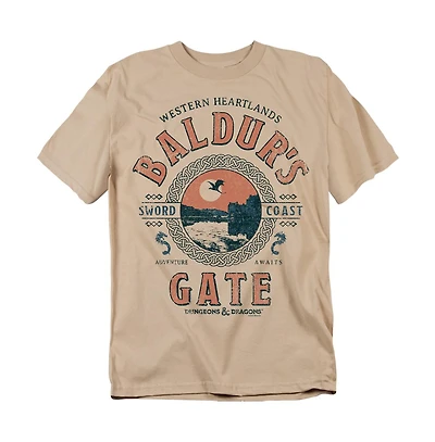 Logovision Men's Dungeons Dragons Adventure Awaits At Baldur's Gate T-Shirt