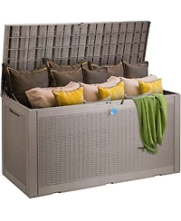 Slickblue Large 100-Gallon Waterproof Deck Box with Lock for Pool Toys, Cushions, and Tools