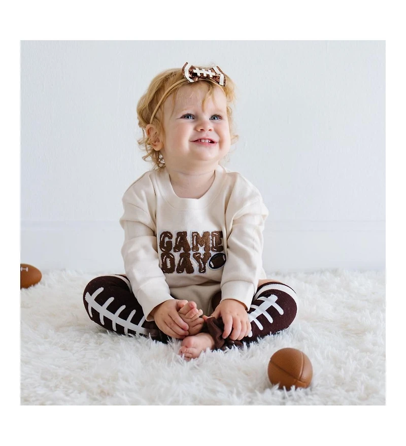 Sweet Wink Baby Girl and Boy Game Day Patch Long Sleeve Romper
