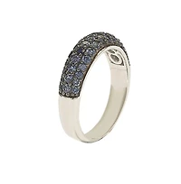 Suzy Levian New York Sterling Silver Sapphire & Created White Pave Half Band Ring