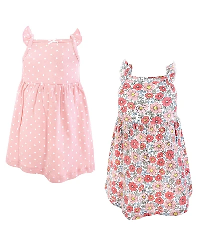 Hudson Baby Girls Cotton Dresses, Coral Pretty Floral