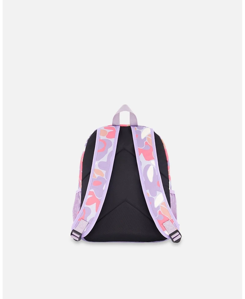 Deux par Deux Girl Little Kids Backpack Lilac Retro Flower Print - Toddler|Child