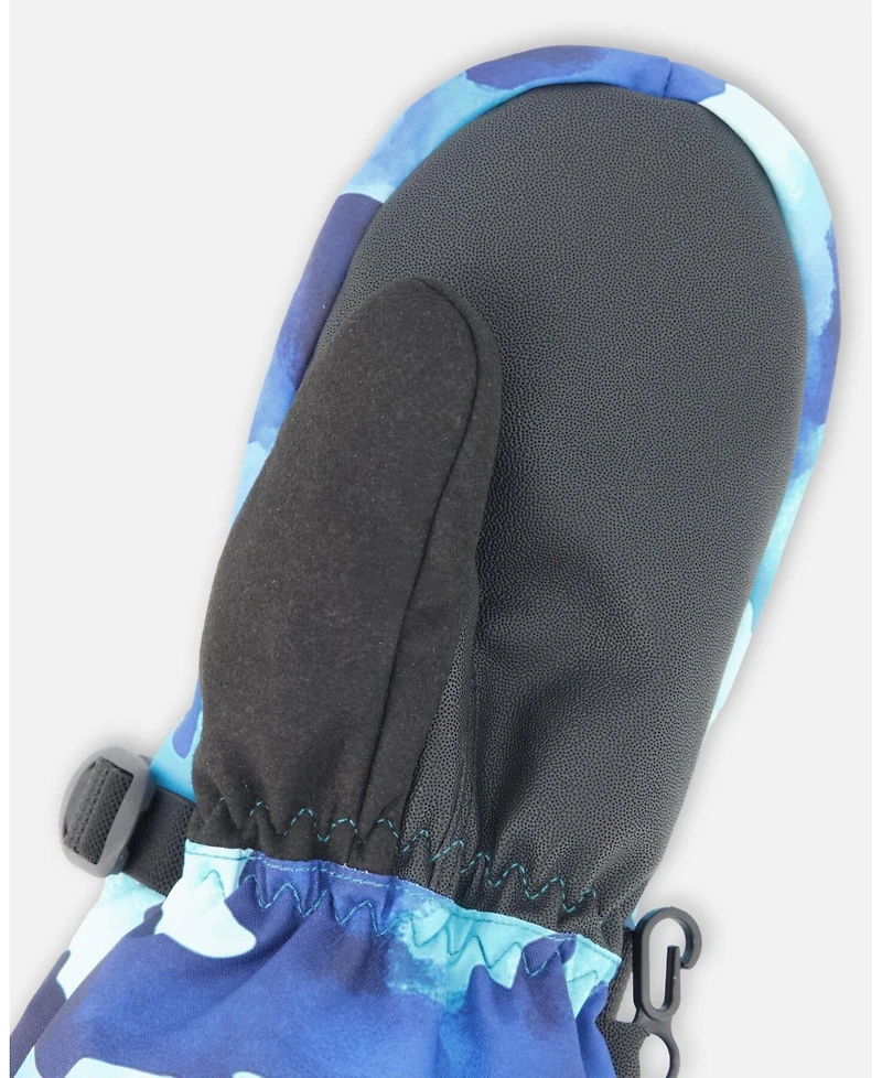 Deux par Boy Winter Mittens Teknik Teal Blue Camouflage - Toddler|Child