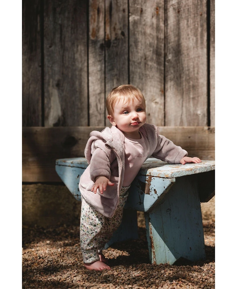 Deux par Baby Girl Cotton Long Sleeve Romper Neutral Purple