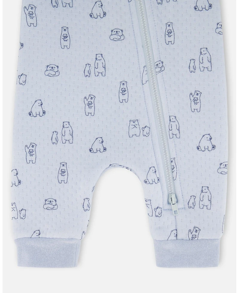 Deux par Baby Boy Cotton One-Piece and Romper Blue Bear Print
