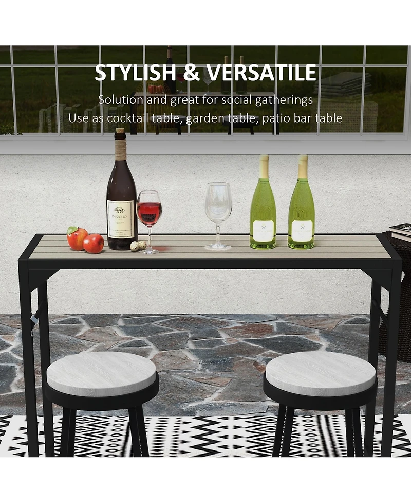 Outsunny 47" Outdoor Bar Table with Built-In Bottle Opener, Steel Frame