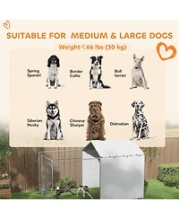PawHut Large Outdoor Dog Kennel w/ Cover Rotating Bowls 13.1' x 7.5' x 7.5'