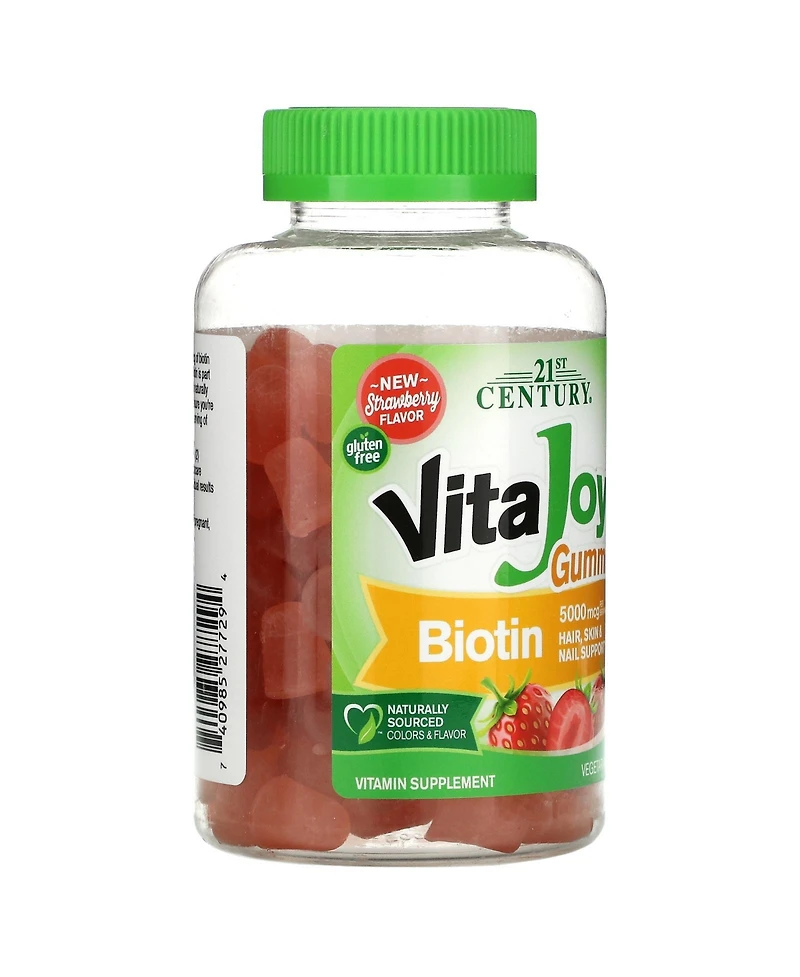 21st Century VitaJoy Biotin Gummies Strawberry 120 Vegetarian Gummies (2