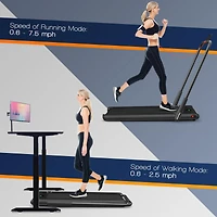2-in-1 Folding Treadmill with Remote Control and Led Display