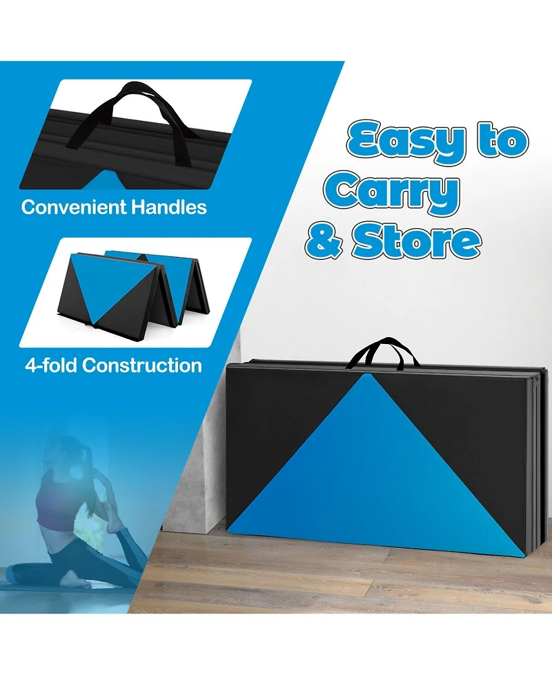 8 Feet Pu Leather Folding Gymnastics Mat with Hook and Loop Fasteners