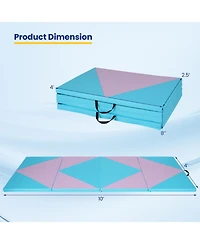 4-Panel Pu Leather Folding Exercise Gym Mat with Hook and Loop Fasteners