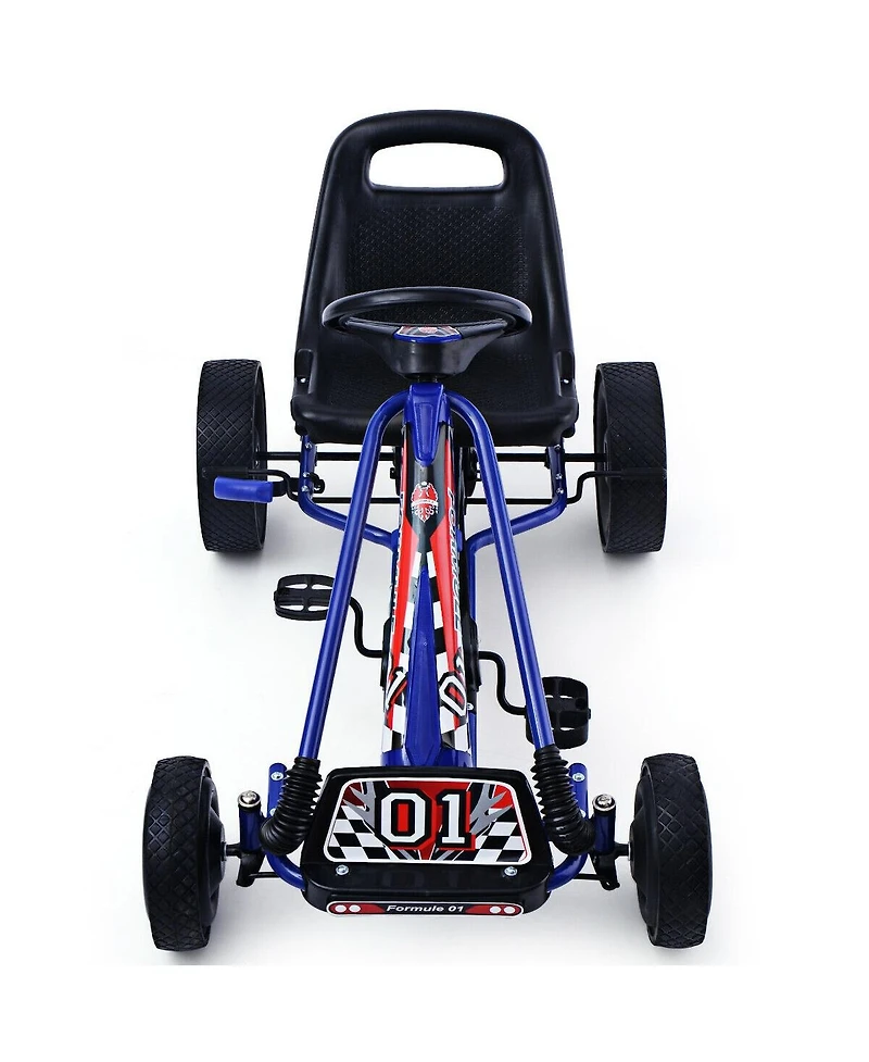 4-Wheel Kids Ride-On Pedal Powered Bike Go-Kart Racer Car Outdoor Play Toy - Blue