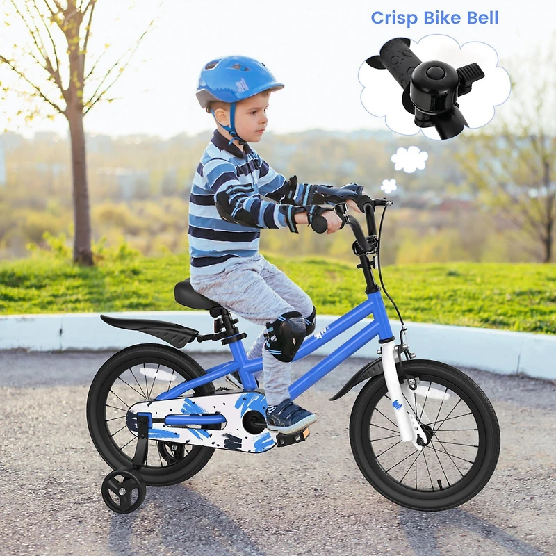 Akiudex 16 Inch Kids Bike with Removable Training Wheels - Blue