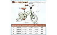 Kids Bike with Adjustable Handlebar and Saddle - Green - 12 Inches