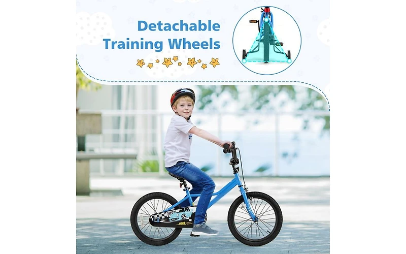 18 Inch Kids Bike with Removable Training Wheels for Ages 4-8