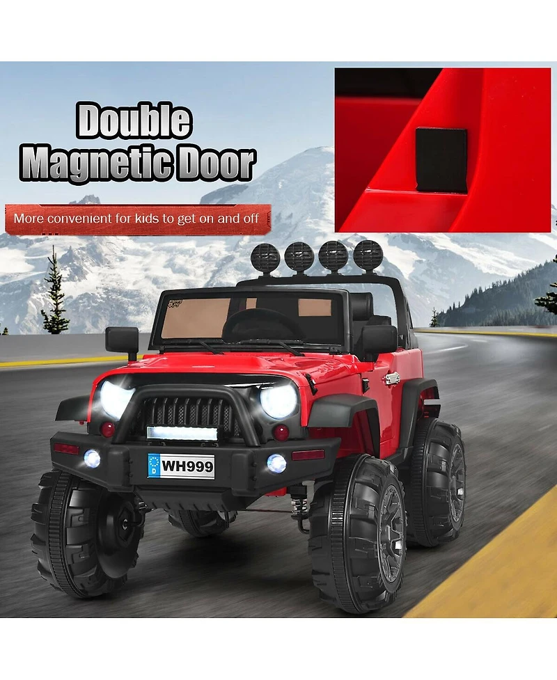 12V Kids Ride-On Truck with Remote Control and Double Magnetic Doors - Red