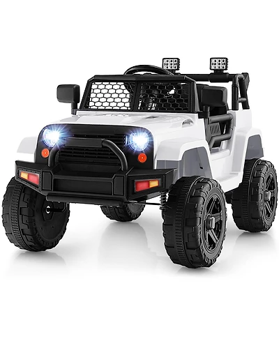 12V Kids Ride-On Truck with Remote Control and Headlights - White