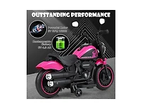 Kids Electric Motorcycle with Training Wheels and Led Headlights - Pink