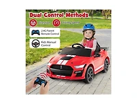 12V Licensed Ford Mustang Shelby GT500 Kids Ride-On Car with Remote Control for Ages 3-8 - Red