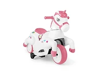 12V Unicorn Ride-On Toy with Training Wheels and Horse Riding Mode - Pink