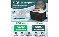 12V Car Refrigerator 32 Quart with Touch Panel and Removable Divider