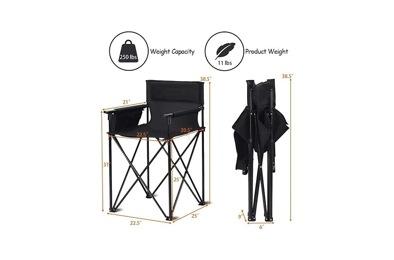 Portable 38 Inch Oversized High Back Camping and Fishing Folding Chair