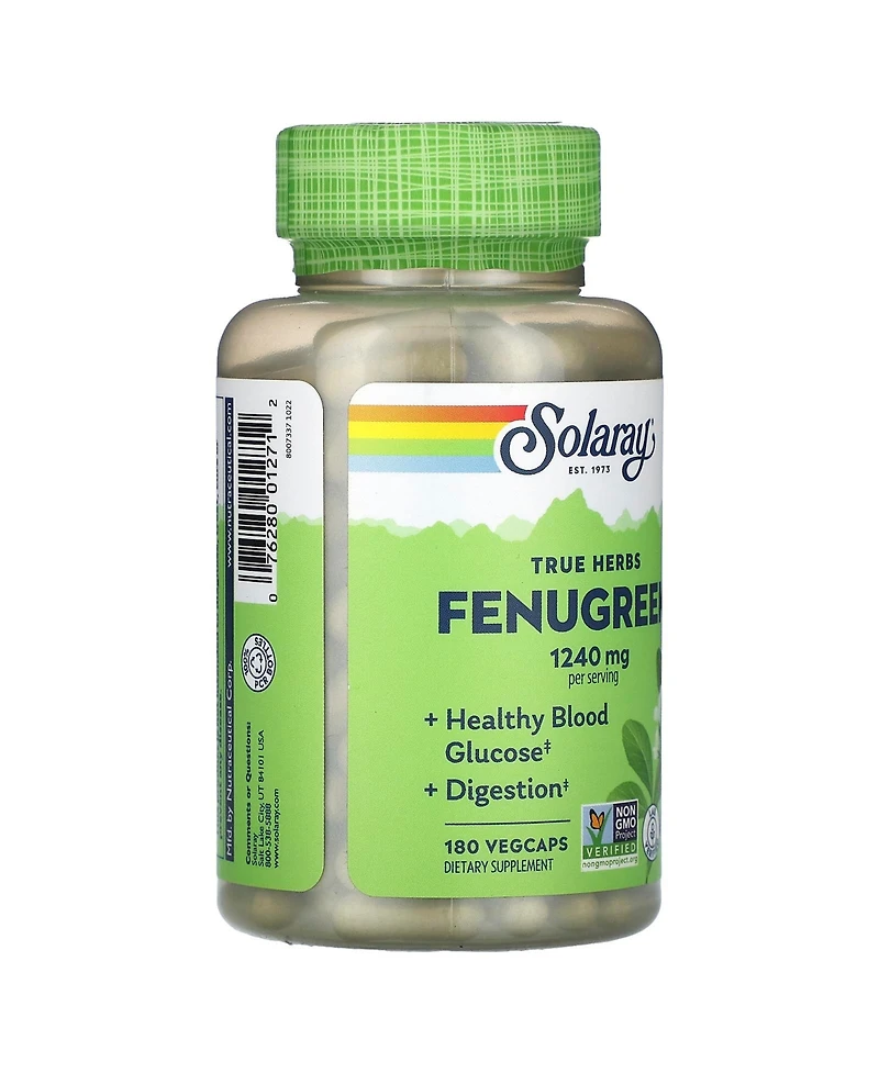 Solaray True Herbs Fenugreek - 180 VegCaps (620 mg per Capsule)