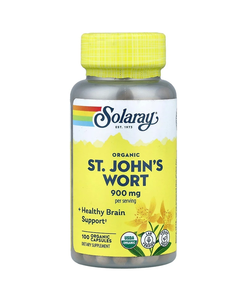 Solaray Organic St. John's Wort - 100 Capsules (450 mg per Capsule)