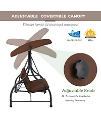 Boyel Living 3-Person Metal Patio Swing Outdoor Porch Chair for Adults Garden Backyard Deck