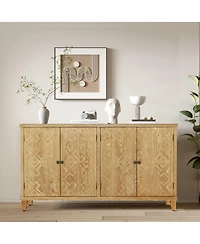 Casainc 59" Wooden Accent Storage Cabinet with 4 Doors