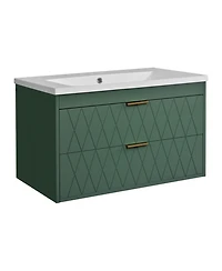 Casainc 30" Floating Bathroom Vanity With Resin Sink and 2 Drawers, Solid Wood Construction