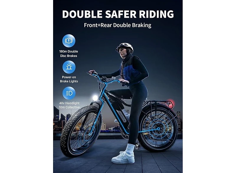 Multijoy Electric Bike for Adults,Upgraded 48V 20Ah Removable Battery,Peak 1000W Powerful Motor,70Mi Long Range,26"x4" Fat Tire,Ul Certified