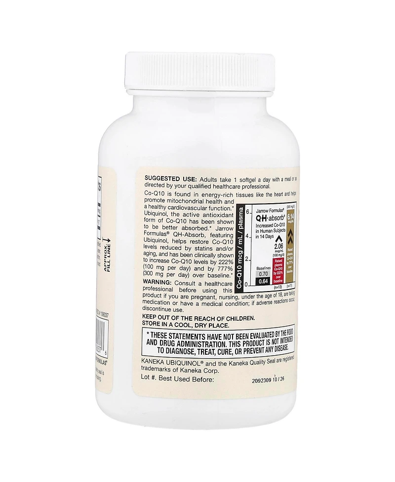 Jarrow Formulas Ubiquinol Qh-Absorb Max Absorption 200 mg