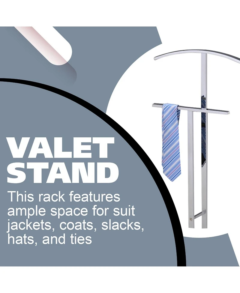 Kings Brand Furniture Dossi Chrome Metal Suit Rack Valet Stand