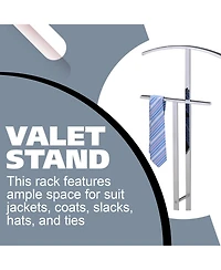 Kings Brand Furniture Dossi Chrome Metal Suit Rack Valet Stand