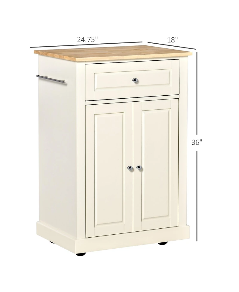 Halifax North America Cream Kitchen Helper: Portable Island Cart with Drawer and Shelf