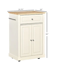 Halifax North America Cream Kitchen Helper: Portable Island Cart with Drawer and Shelf