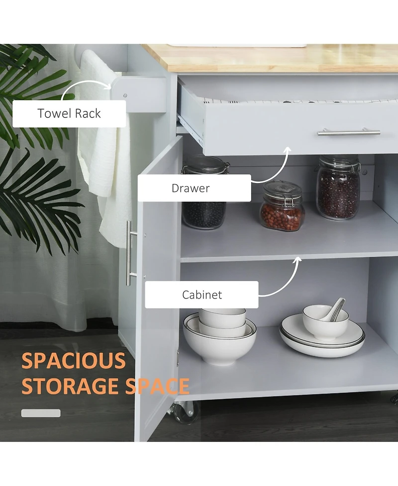 Halifax North America Gray Mobile Kitchen: Rolling Cart Island with Drawer and Towel Rack