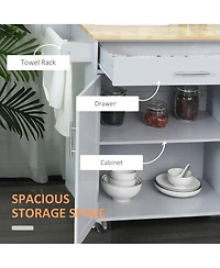 Halifax North America Gray Mobile Kitchen: Rolling Cart Island with Drawer and Towel Rack