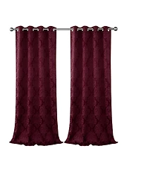 Kate Aurora Living 2 Pack Delaney Room Darkening Damask Print Grommet Curtain - 52 in. W x 84 L