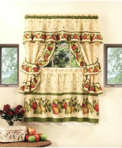 Goodgram Apple Orchard Complete 5 Piece Kitchen Curtain Tier Swag Set 58 In. W X 24 In. L