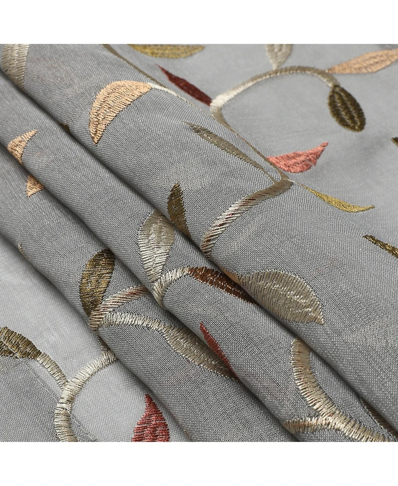 Kate Aurora Shabby Sheer Embroidered Complete 3 Piece Floral Rod Pocket Cafe Kitchen Curtain Tier & Valance Set