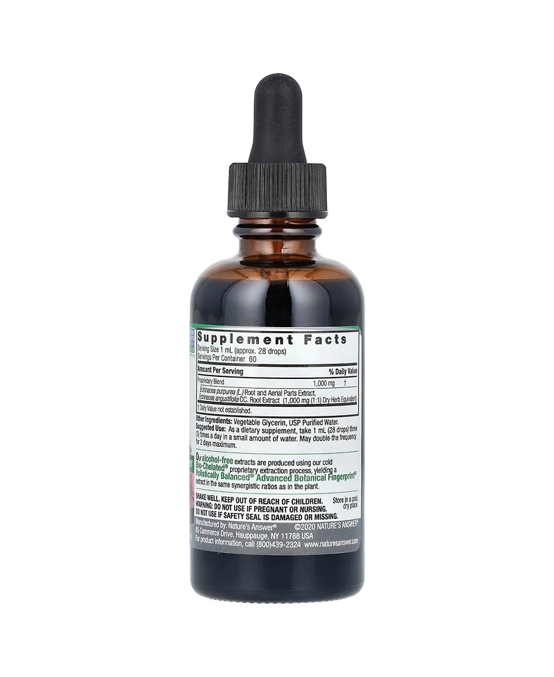 Nature's Answer Echinacea Root Fluid Extract Alcohol-Free 1 000 mg - 2 fl oz (60 ml)